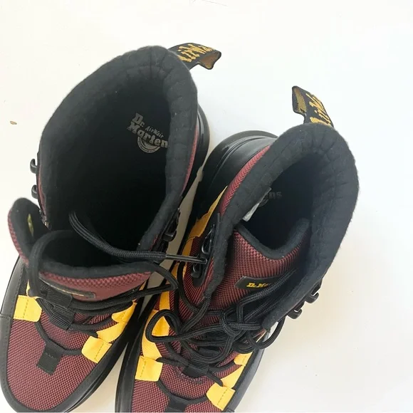 Dr. Martens Boury Warmwair Contrast Nylon Leather Casual Boots BLACK Tan Sz 12 - Picture 4 of 14